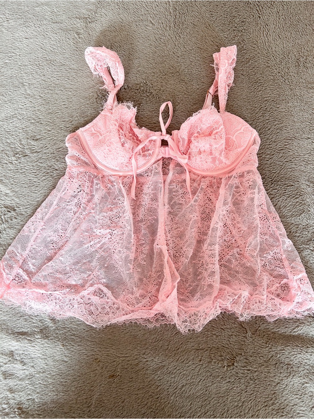 Victoria secret babydoll pink dream angels lace top